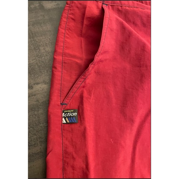 Instant Action Vintage 90's Maroon Nylon Short Wind Pants Sz M - Picture 3 of 11